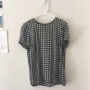 j crew Tipped silk tee in windowpane